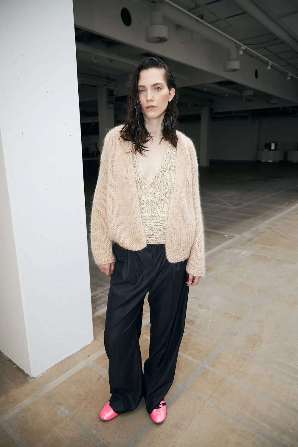 DAWNxDARE Gina strik cardigan 192 peat rund hals