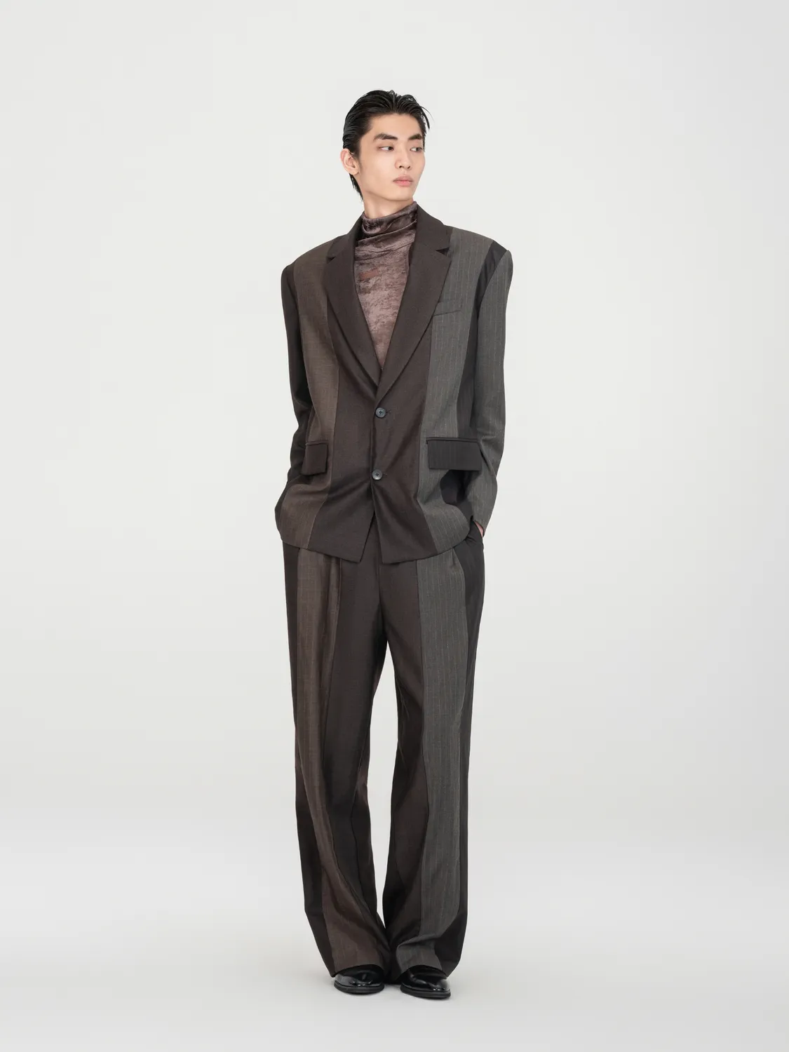 Feng Chen Wang paneled blazer brun stribet