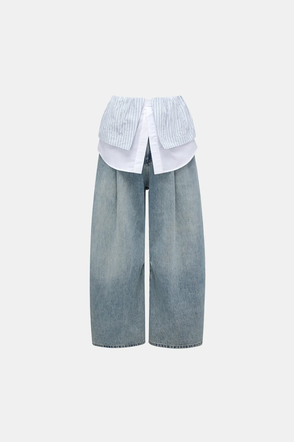 Feng Chen Wang 2-in-1 denimbukser grå wide-leg