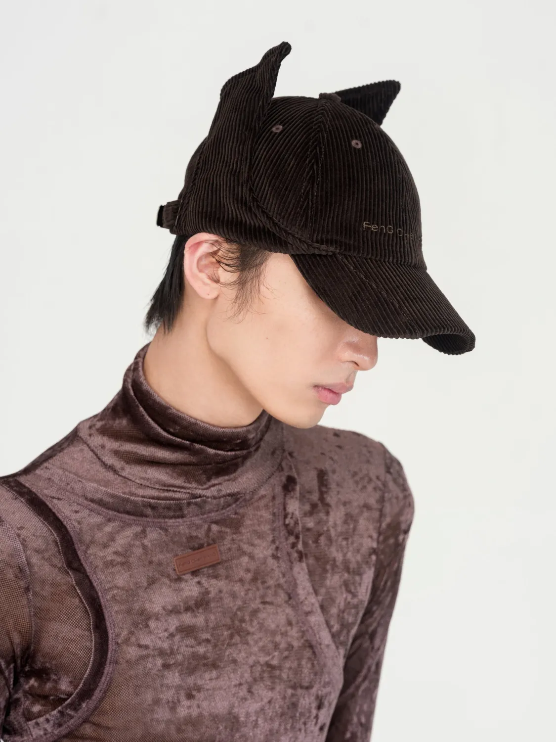 Feng Chen Wang Cat-Ear cap kasket brun onesize