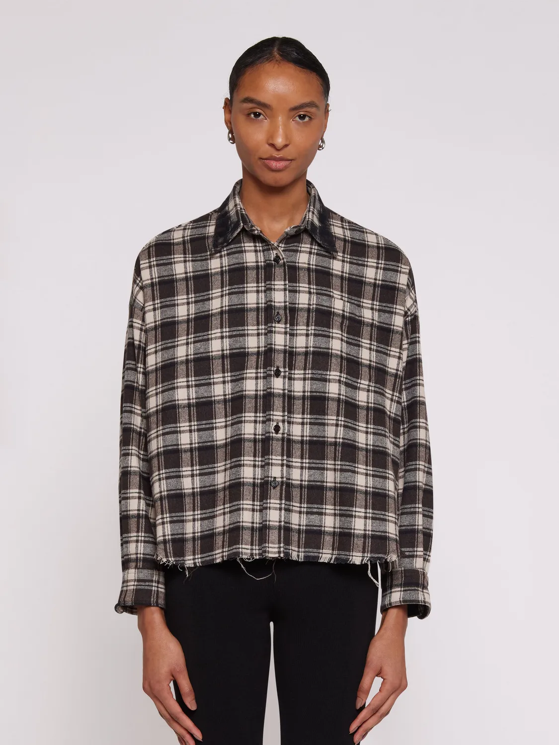 Laneus Oversize Check Flannel skjorte brun ternet