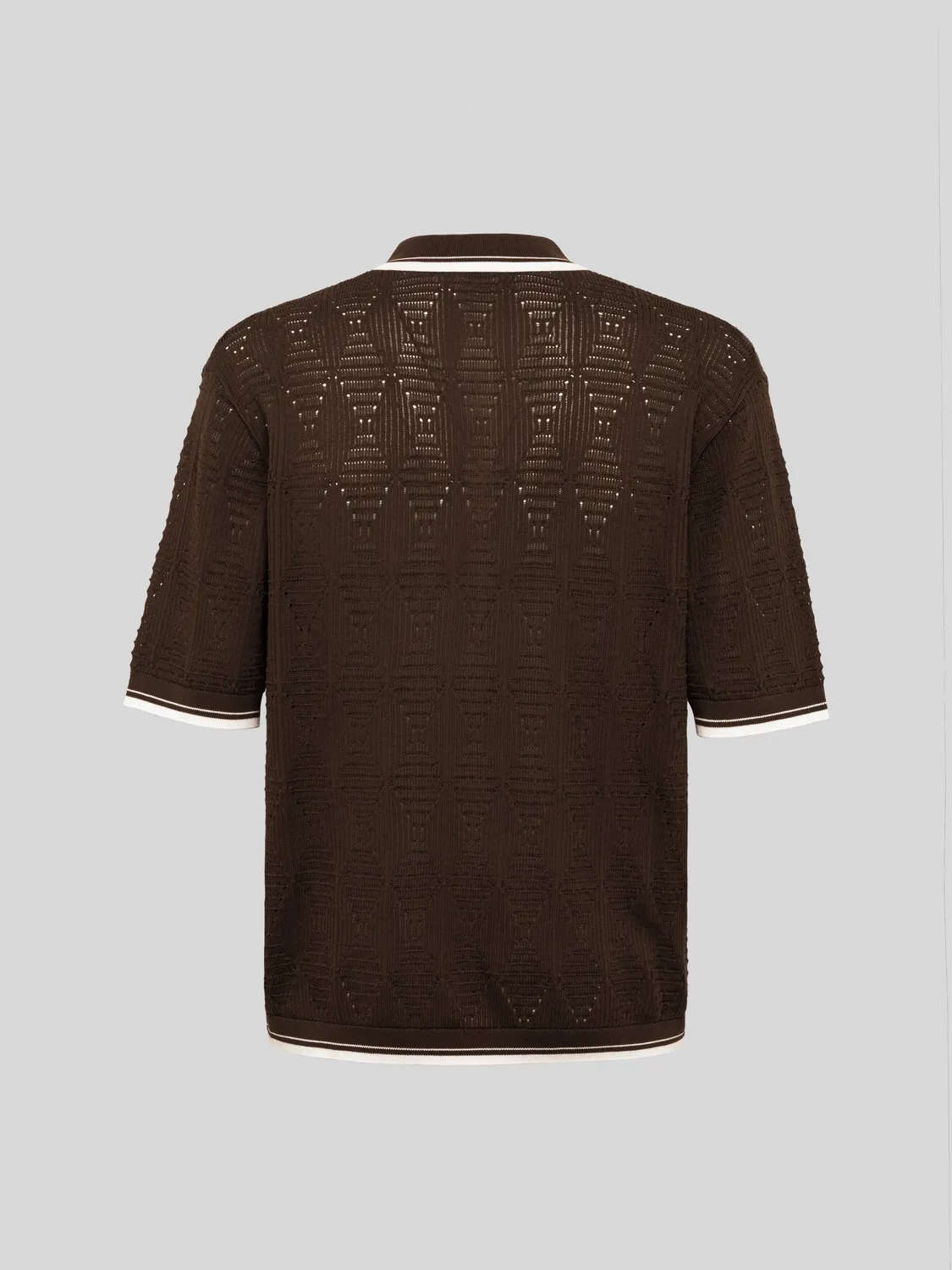 Laneus Openwork Knit polo chokolade bomuld