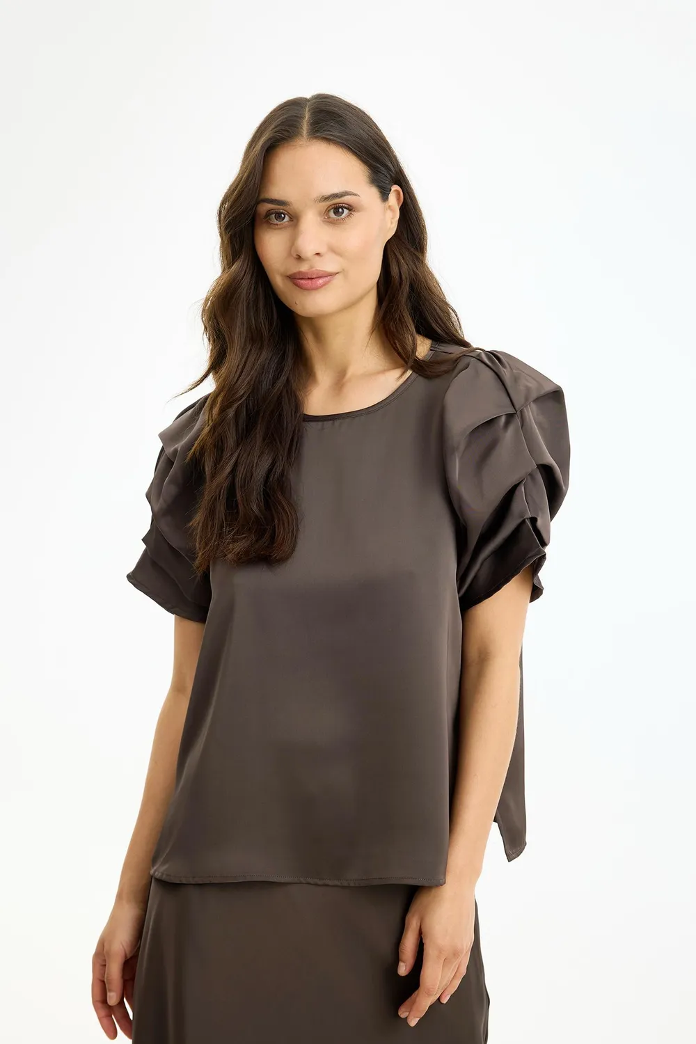 IN FRONT Alexandra bluse med print og vide ærmer
