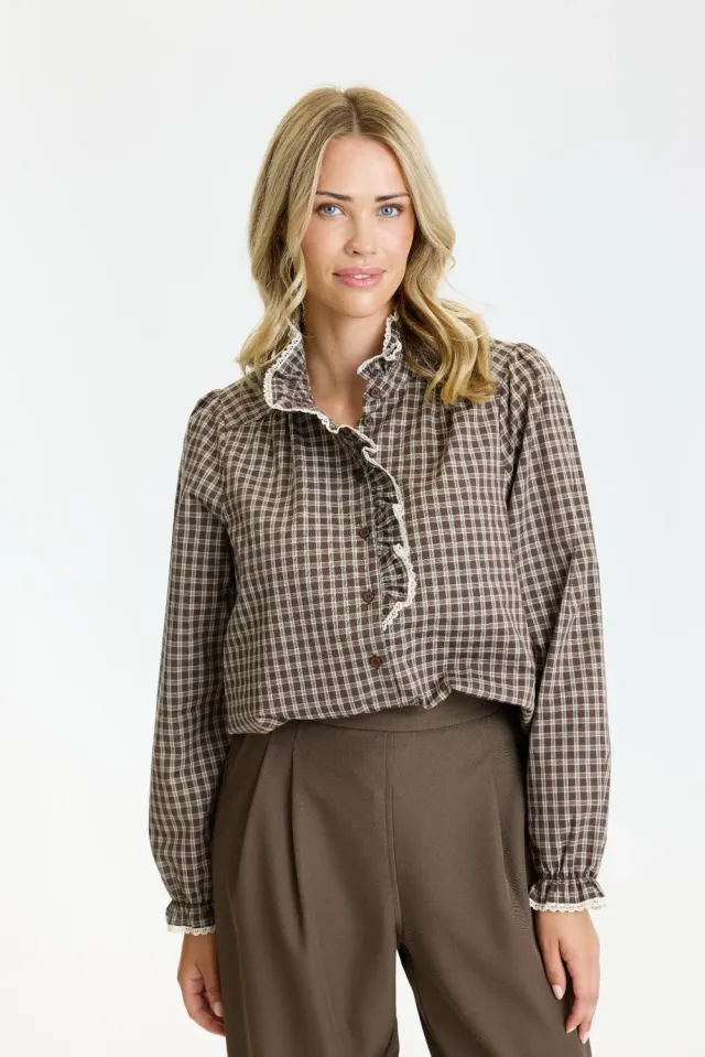IN FRONT Cleo skjorte brun ternet S-XXL