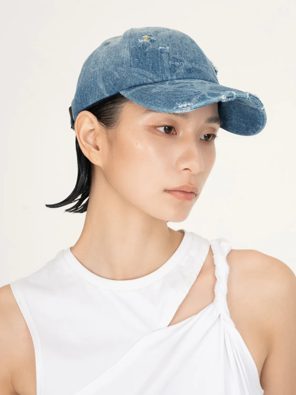 Feng Chen Wang Washed Printed baseball kasket denim