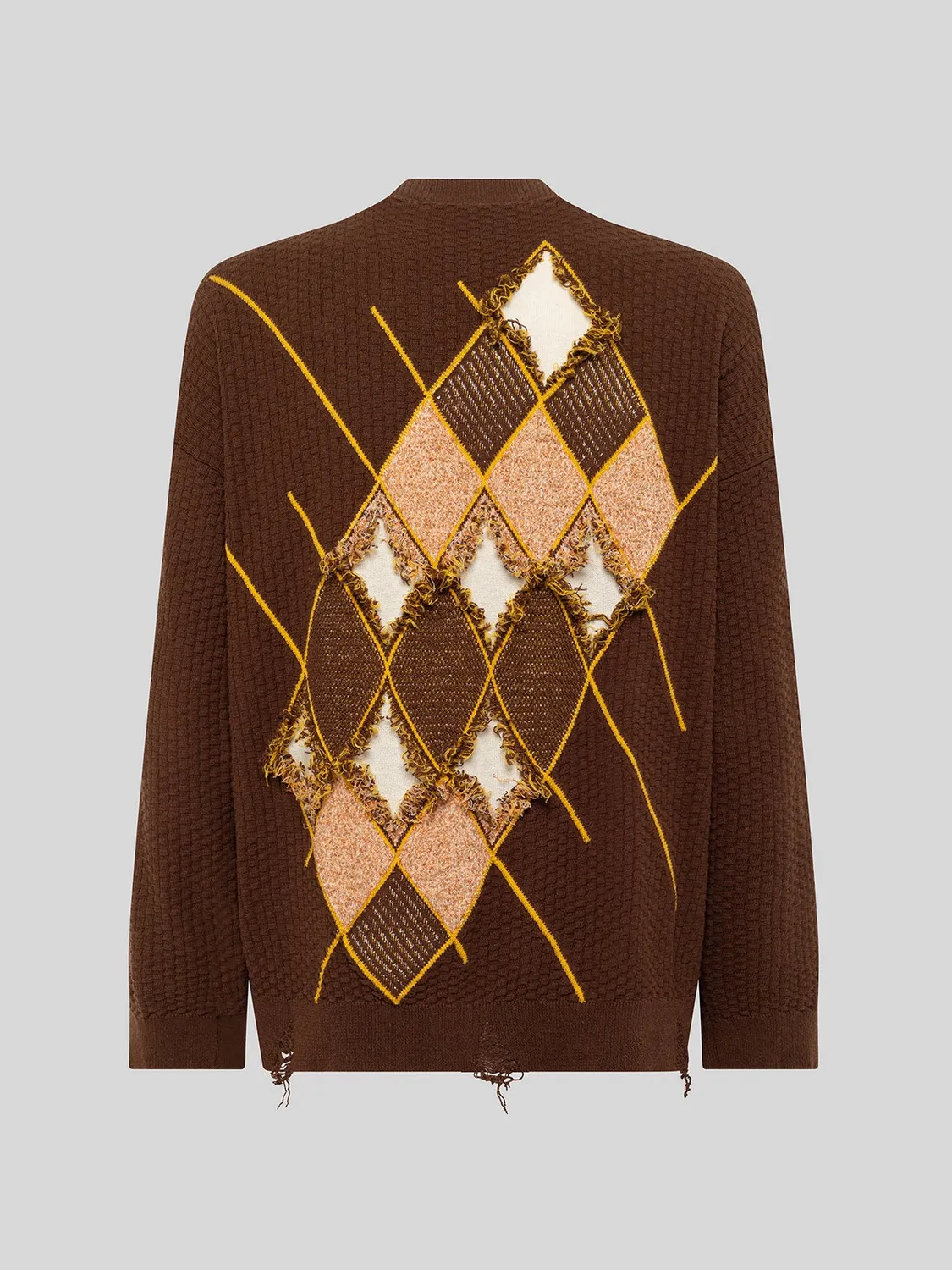 Laneus Argyle cardigan chocolate ternet bomuld