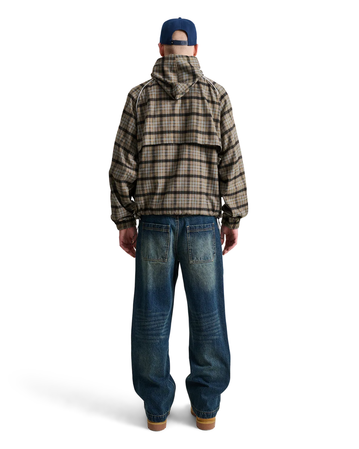 Alis Orby Hooded Jacket jakke Sand Blue Tartan oversize