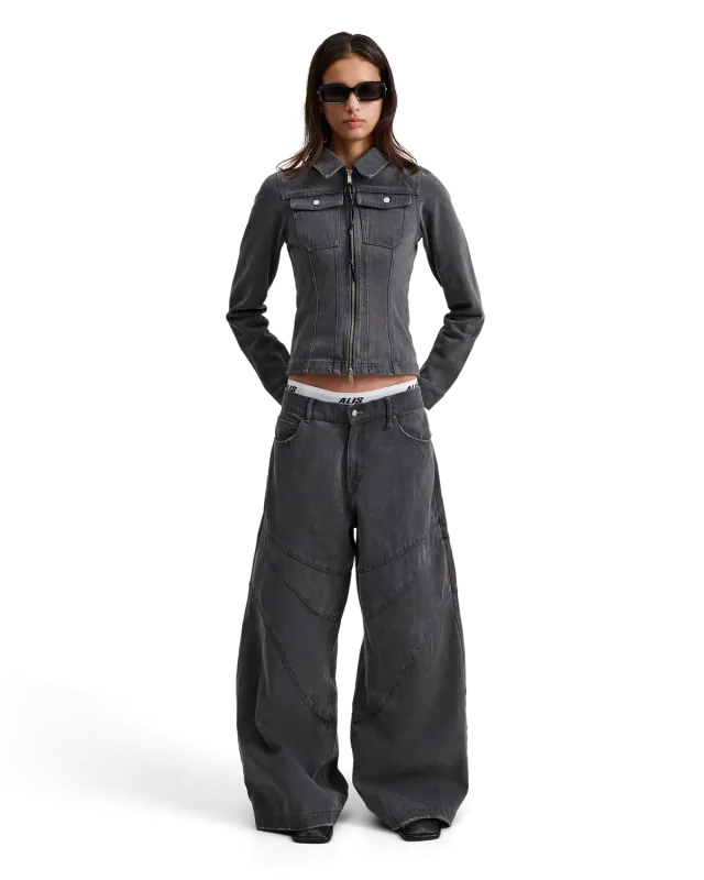 Alis Jenn Short Fitted denimjakke washed grey