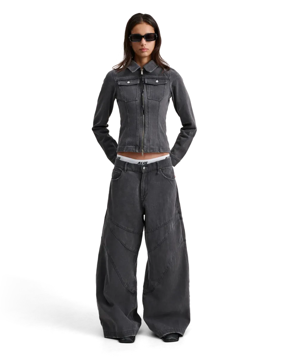 Alis Jenn Short Fitted denimjakke washed grey