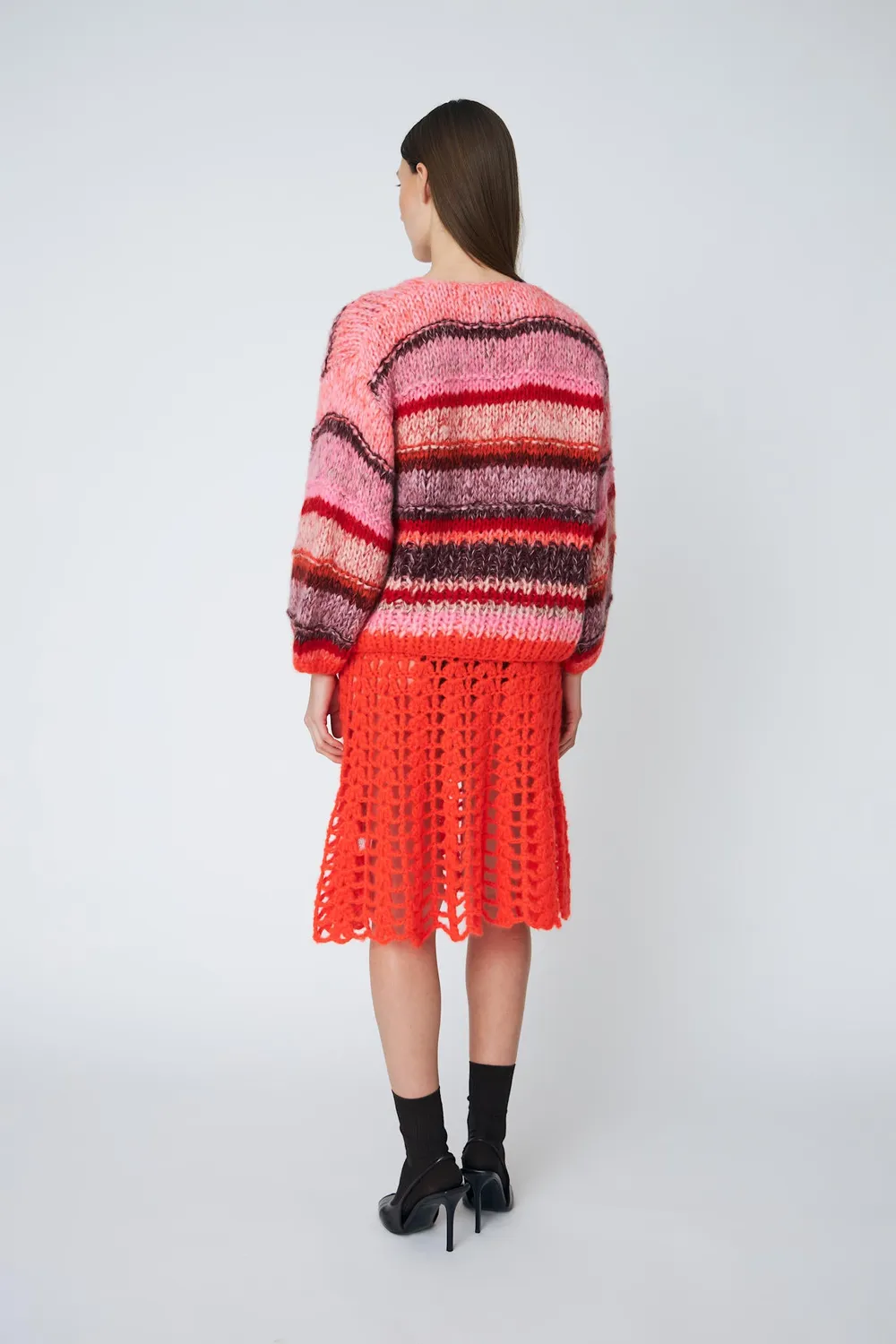 DAWNXDARE Eden 335 cardigan chili stribet