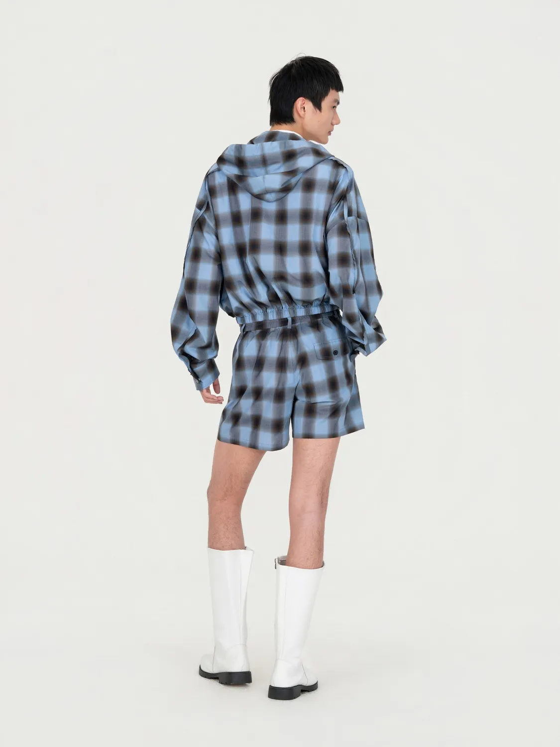 Feng Chen Wang Blue Check hættejakke blå ternet
