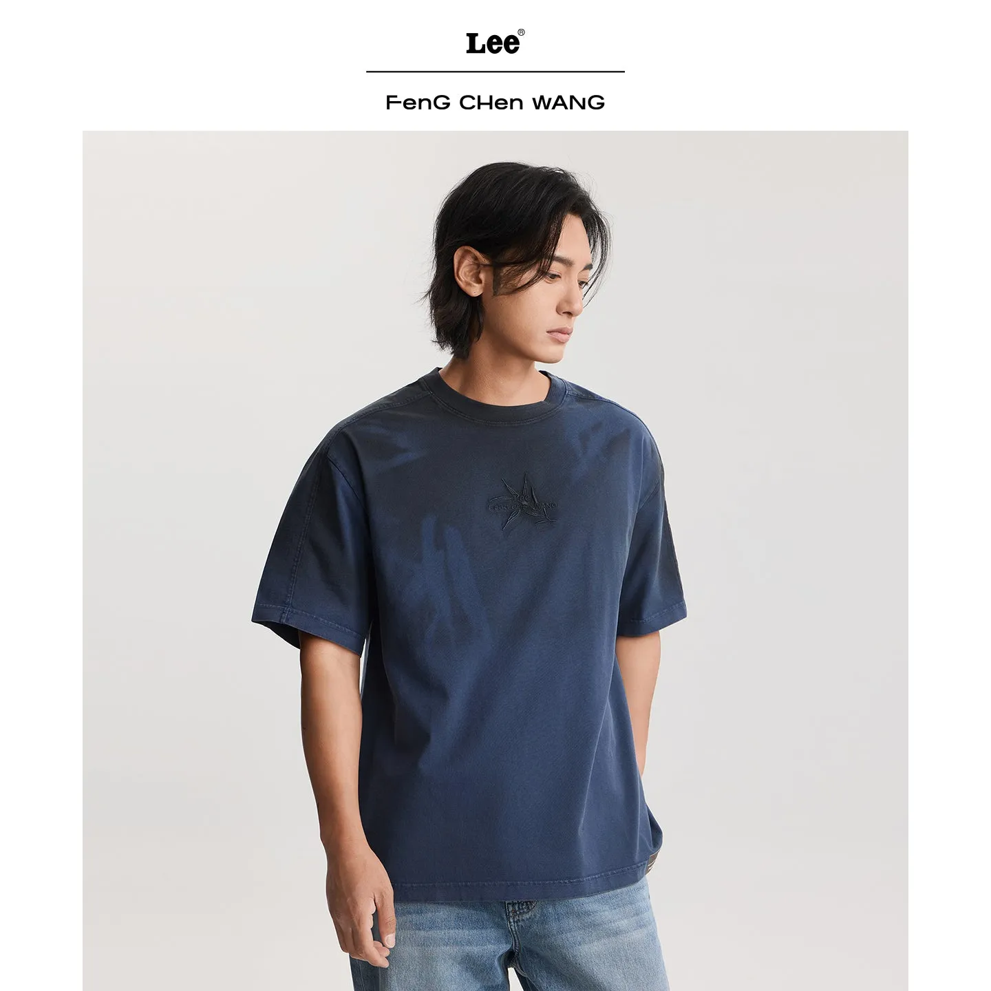 Lee x Feng Chen Wang Bamboo T-shirt navy oversize