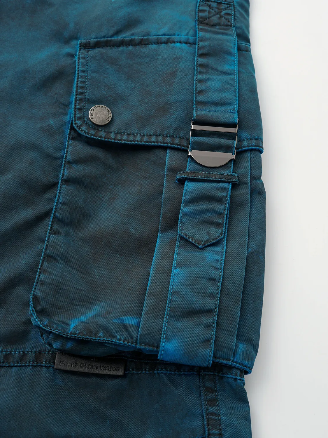 Feng Chen Wang Blue Sandwashed Utility bukser blå nylon