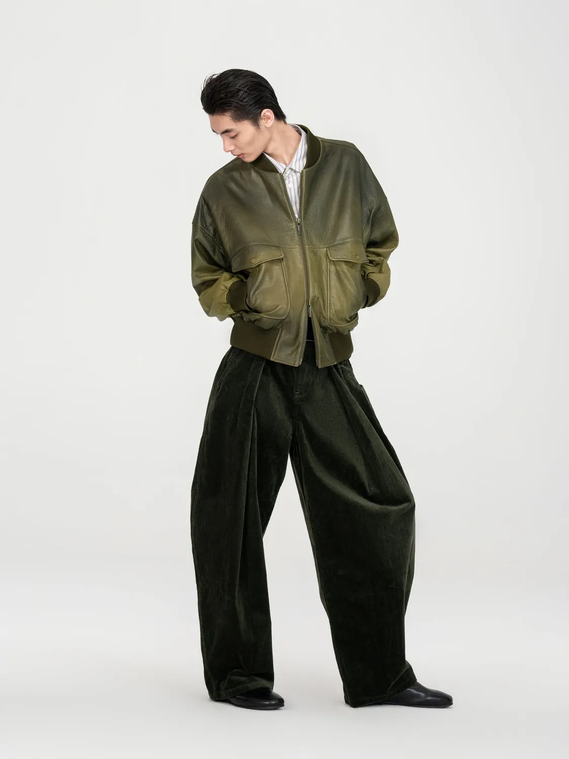 Feng Chen Wang Gradient Bomber læderjakke spray