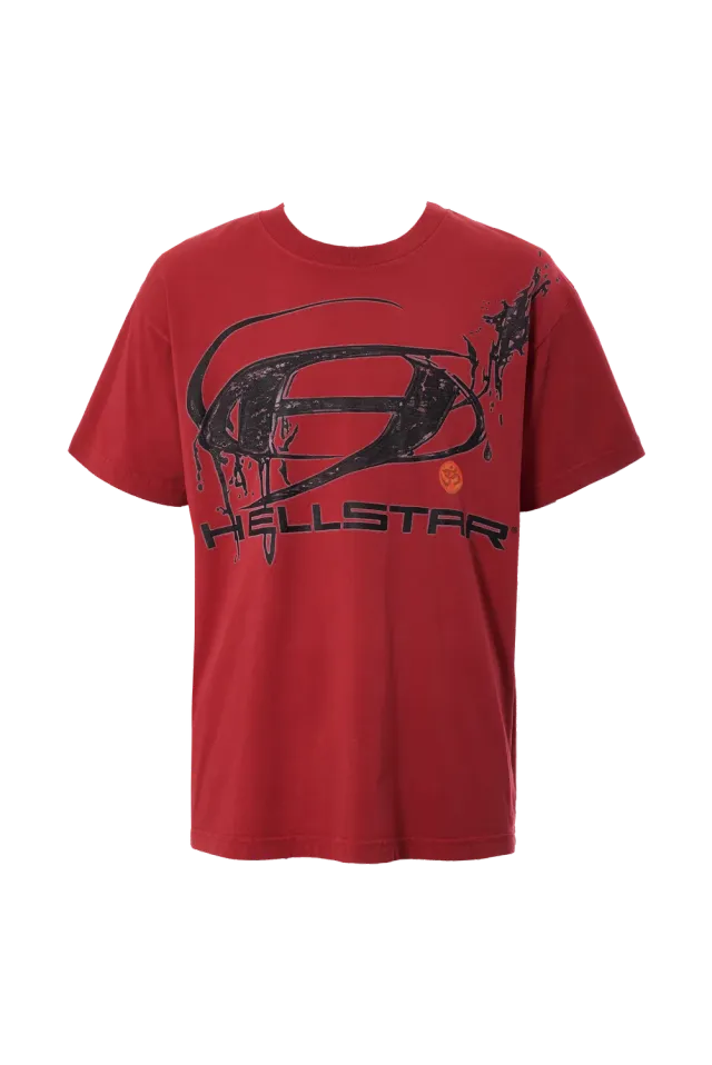 Hellstar Oval H Logo T-shirt rød bomuld