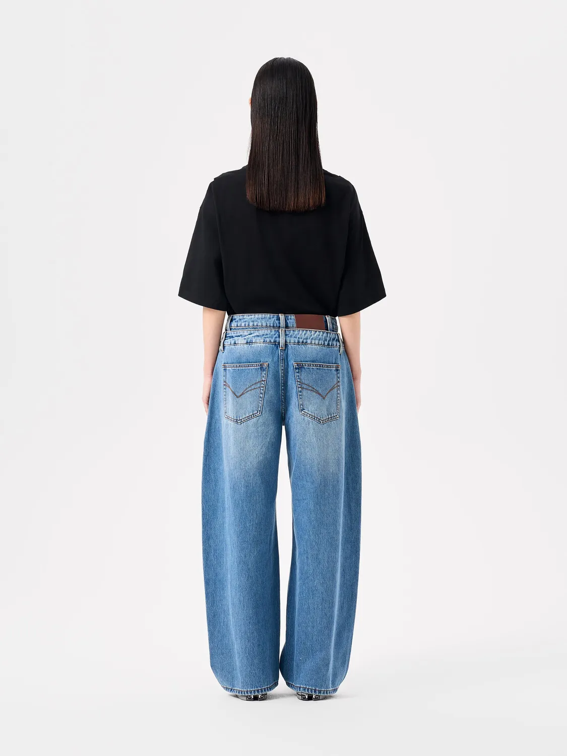 Feng Chen Wang Deconstructed Colorblock jeans blå
