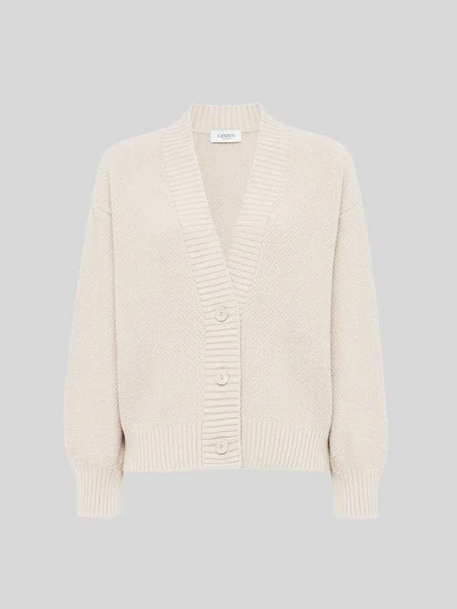 Laneus cardigan cream bomuld boxy