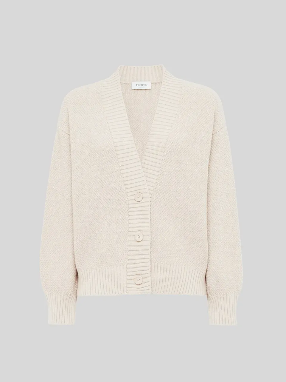 Laneus cardigan cream bomuld boxy