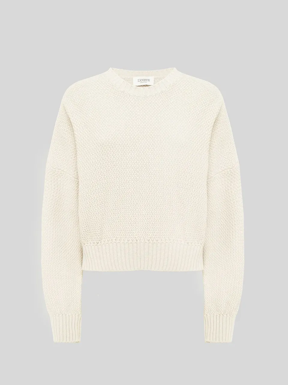 Laneus Crew Neck Boxy Fit striktrøje cream bomuld