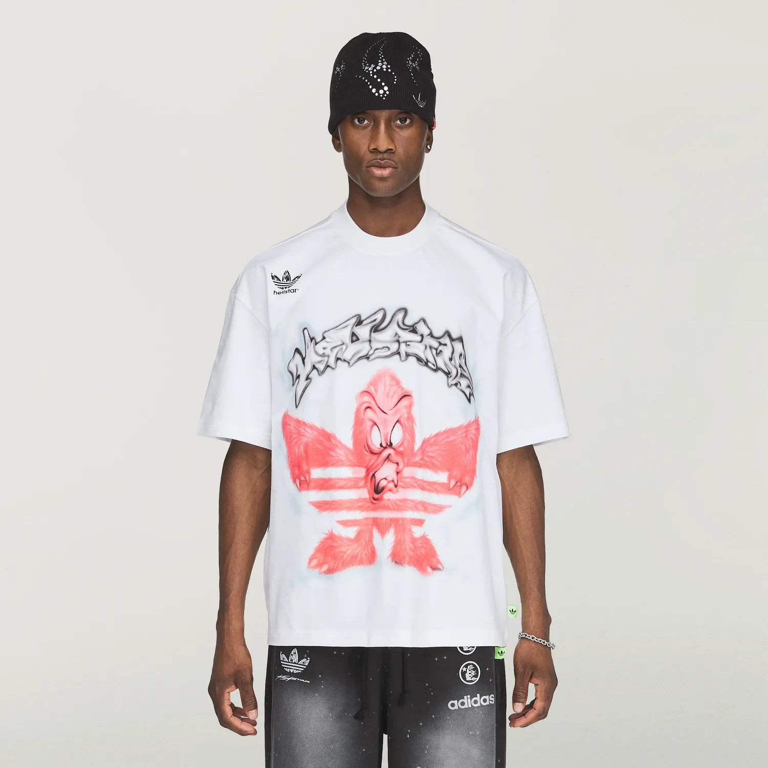 Hellstar x Adidas Graphic T-shirt hvid sten vask