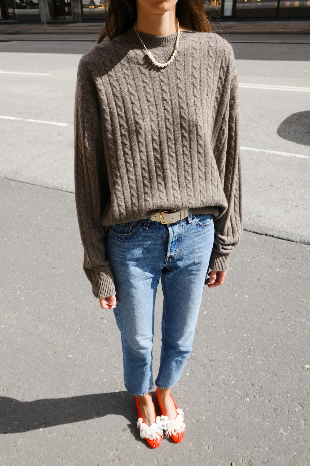 Caro Editions Cable-Knit Pullover brun cashmere
