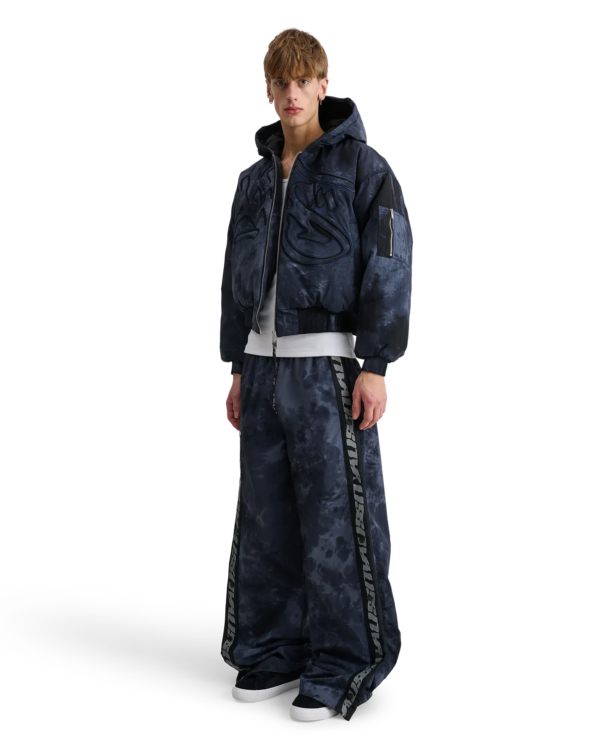 Alis Hoiy bomberjakke Salty Blue broderi cropped