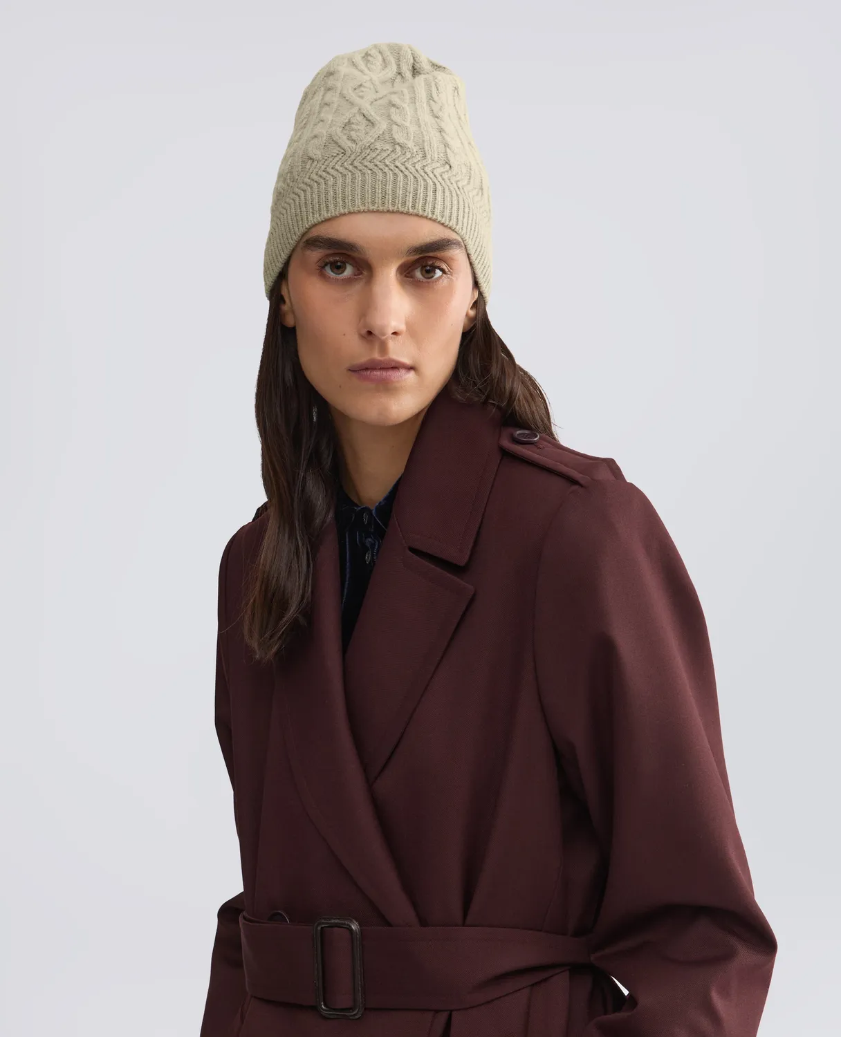 Aspesi Wool Yak hue grøn cable strik