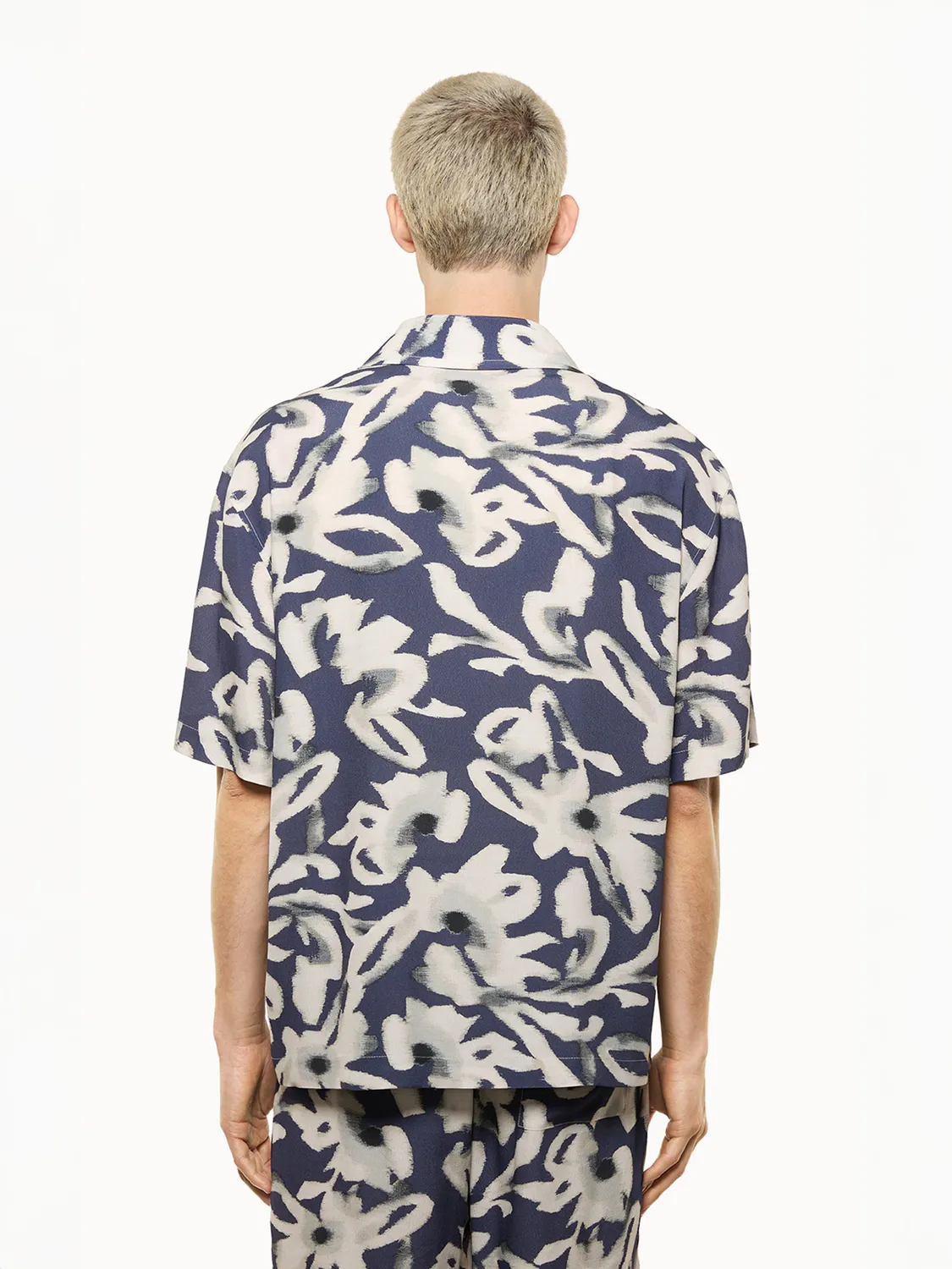 Laneus Bowling Shirt With Print skjorte navy viskose