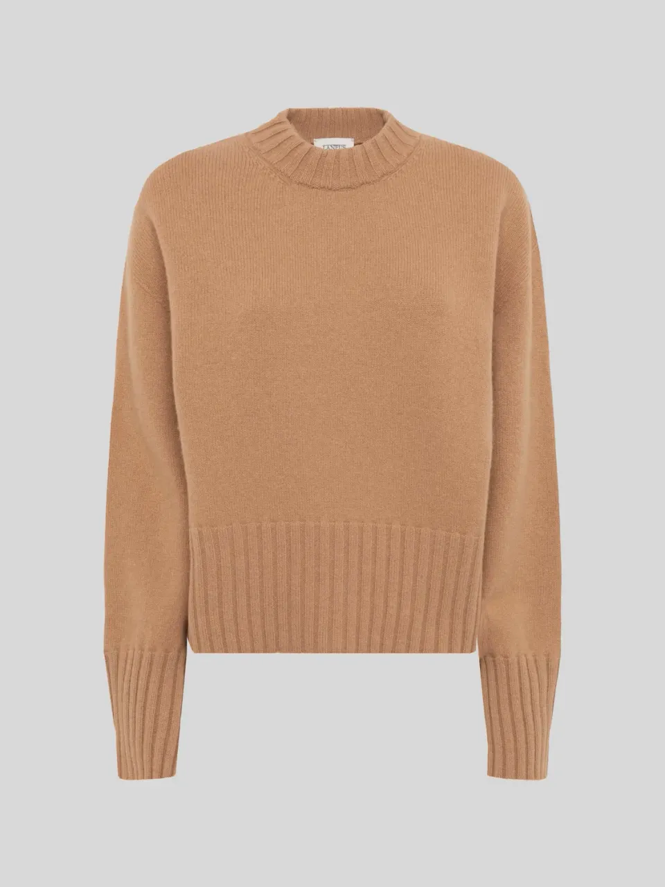 Laneus Boxy strik camel merino kashmir dame