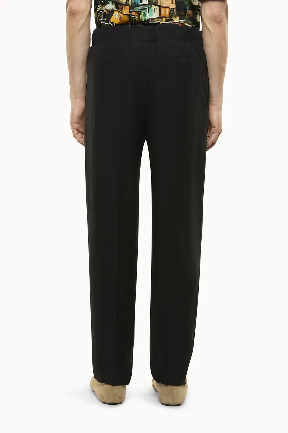 Laneus Linen Viscose Slim Fit bukser sort hør