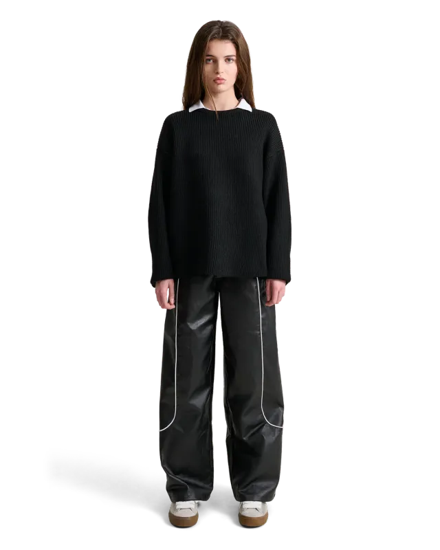 Alis Ledley striktrøje Solid Black ribbet polyester