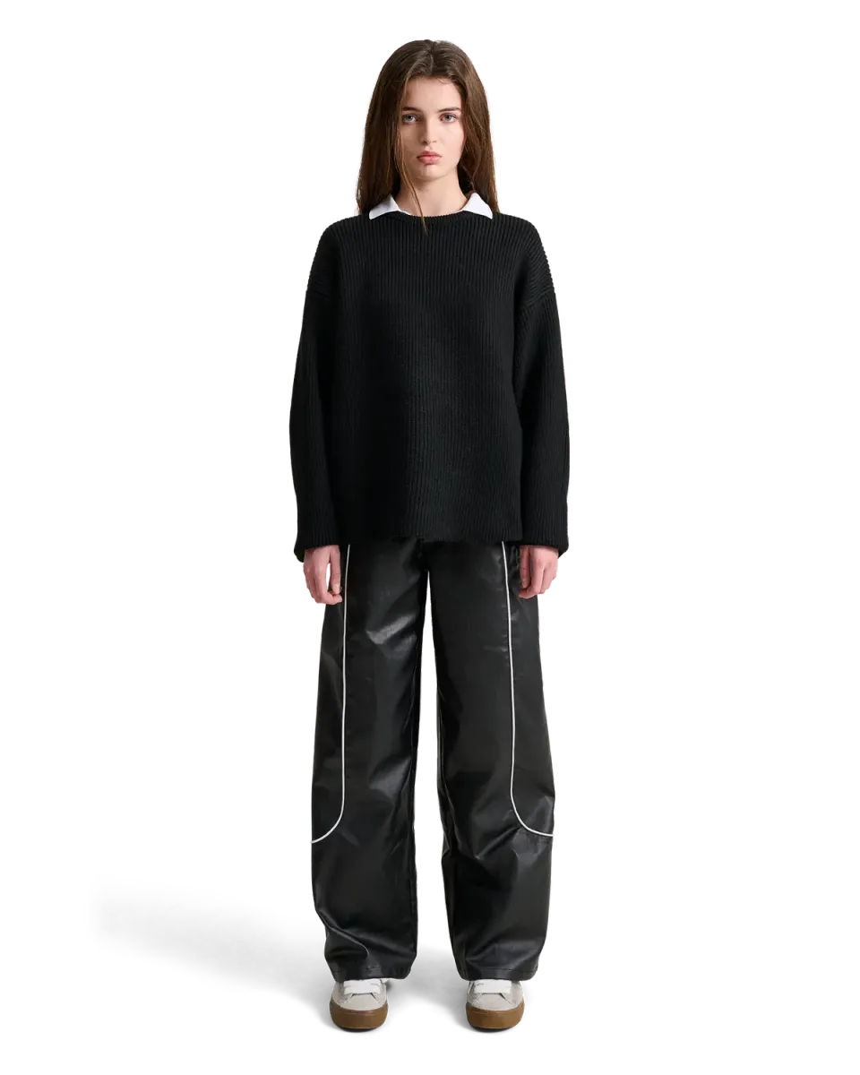 Alis Ledley striktrøje Solid Black ribbet polyester