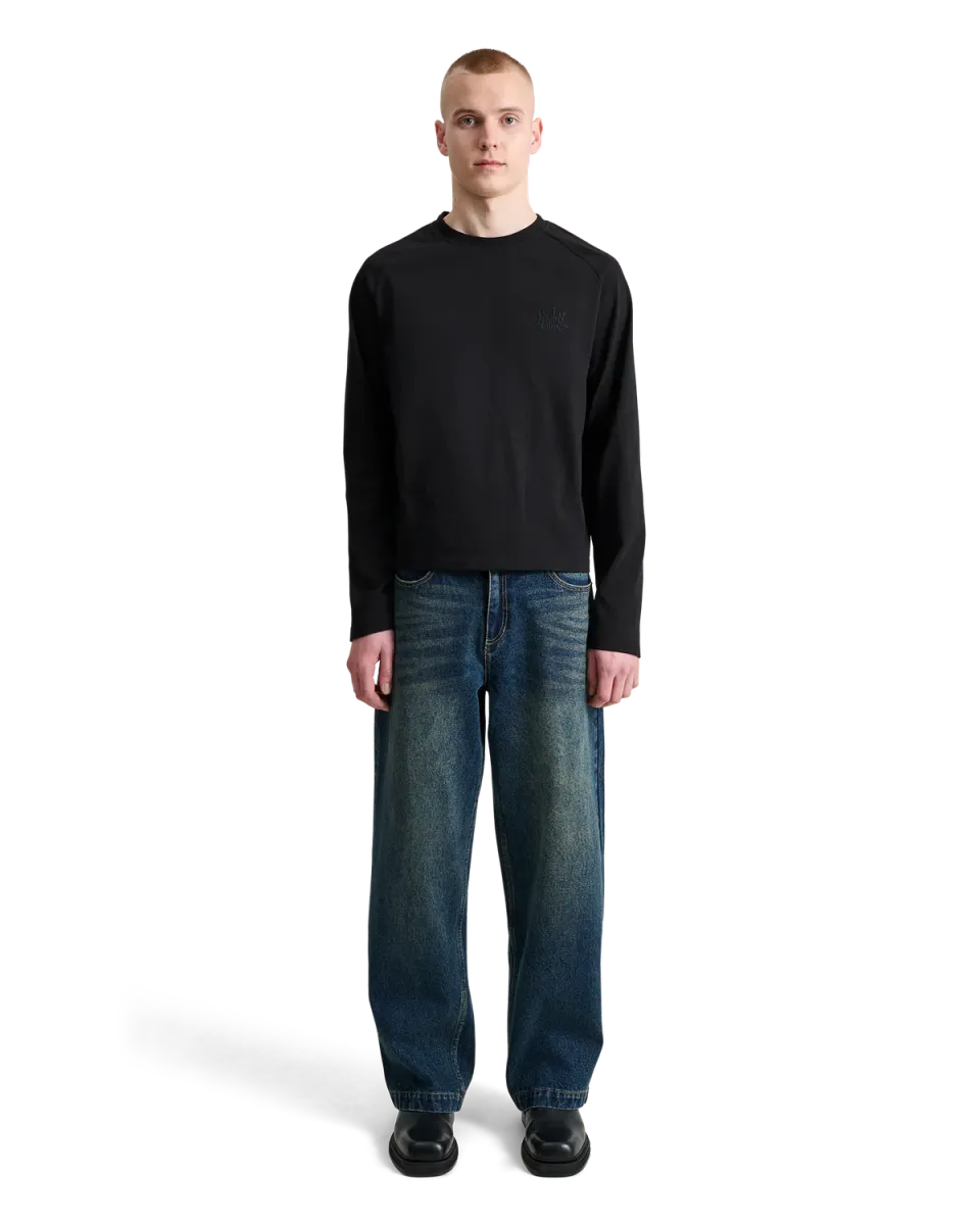 Alis Sol langærmet t-shirt sort broderet logo