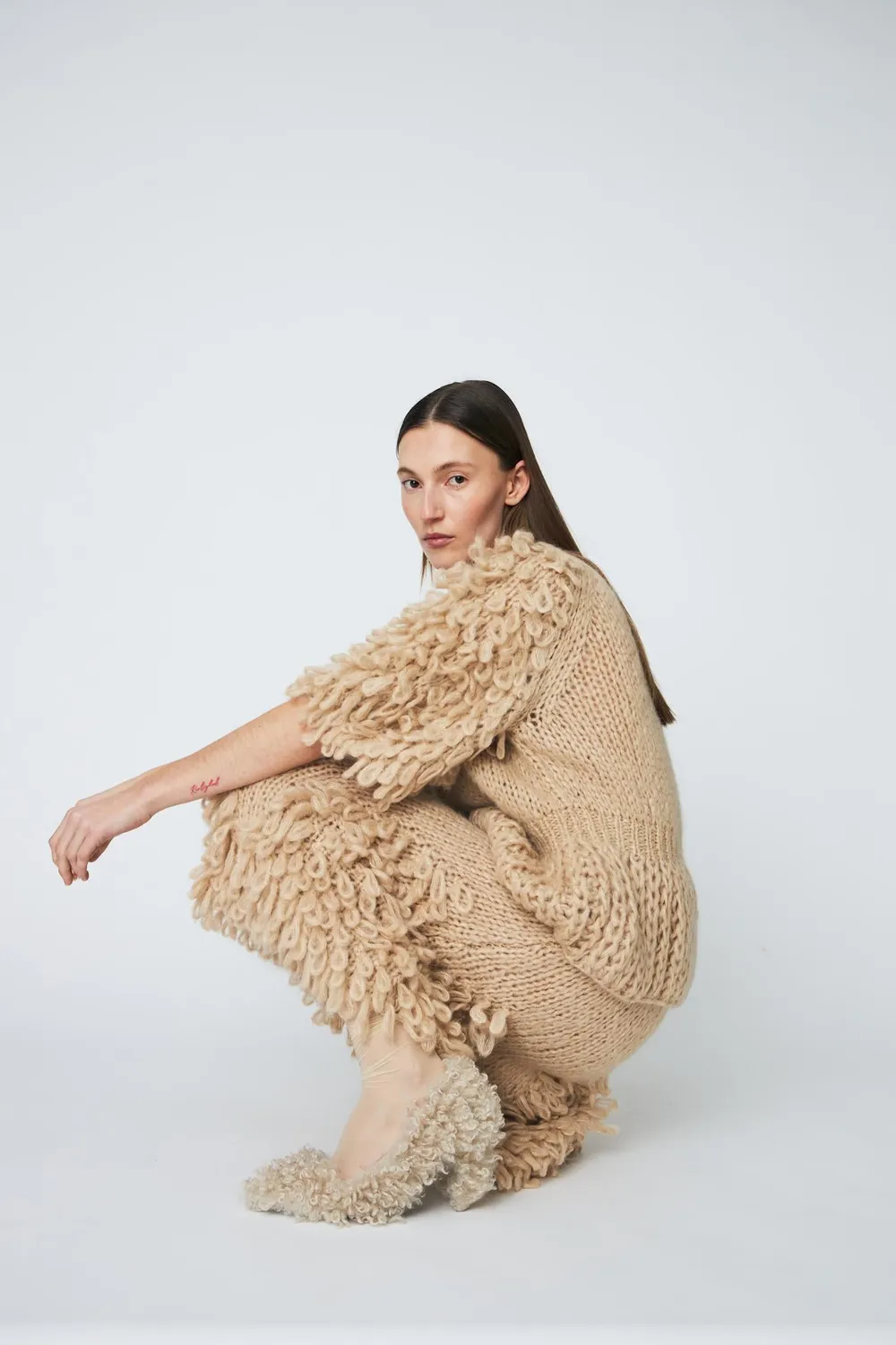 DAWNXDARE ELSIE CREW strik pullover 192 PEAT løkke