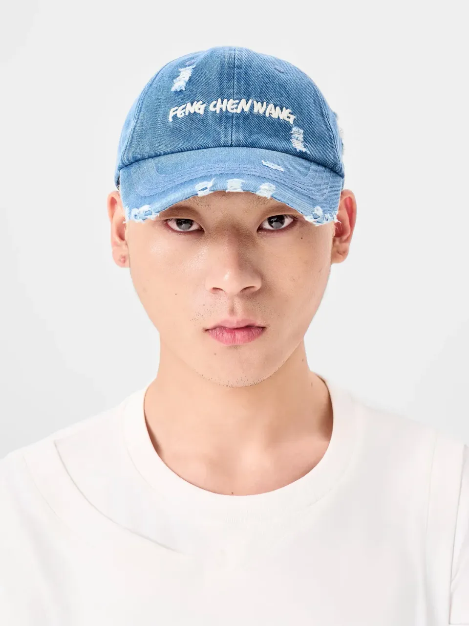 Feng Chen Wang Blue Denim Baseball Cap With Logo kasket blå