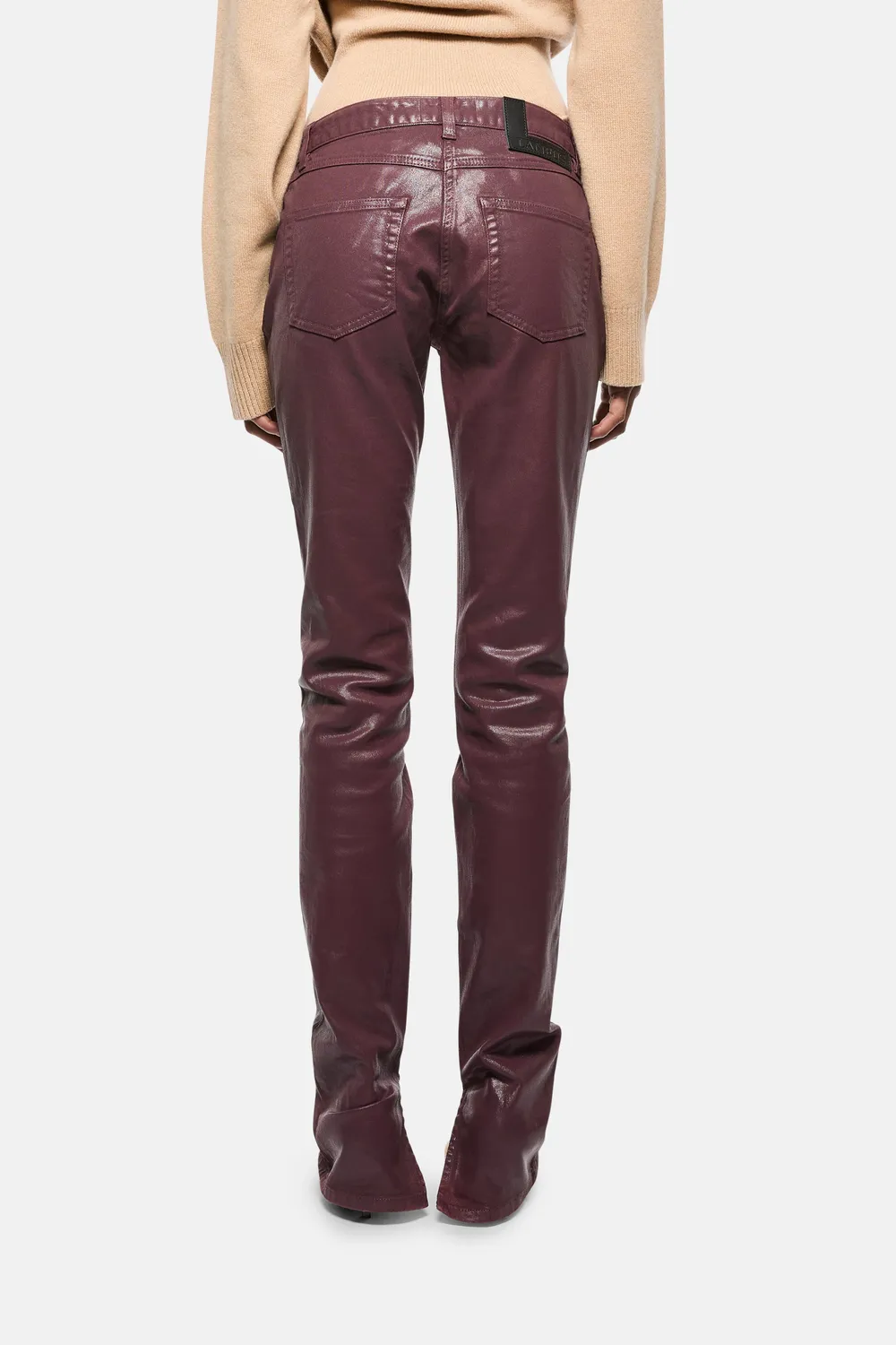Laneus Coated Jeans Bordeaux Slim Læderlook
