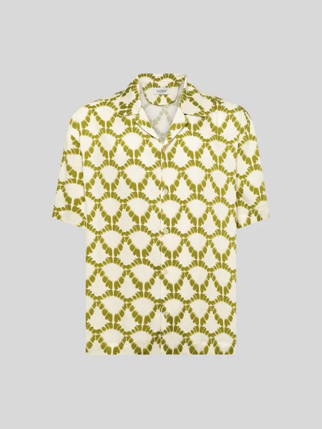 Laneus Bowling skjorte creme viskose print