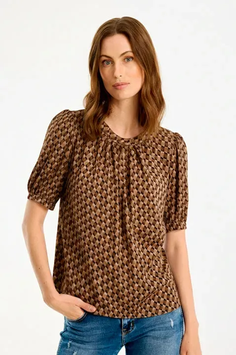 IN FRONT Grazia bluse jersey med halve ærmer
