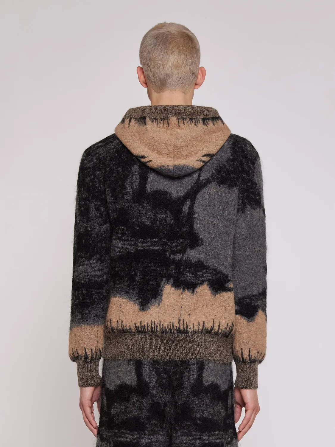 Laneus Brushed Mohair Jacquard hoodie multicolor mohair