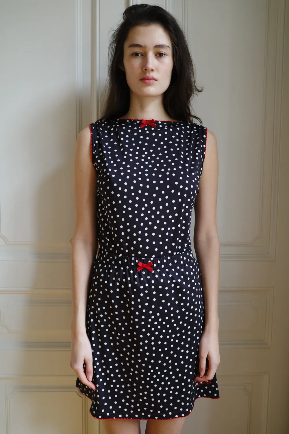 Caro Editions Jersey Skirt nederdel Black Dots strækbar