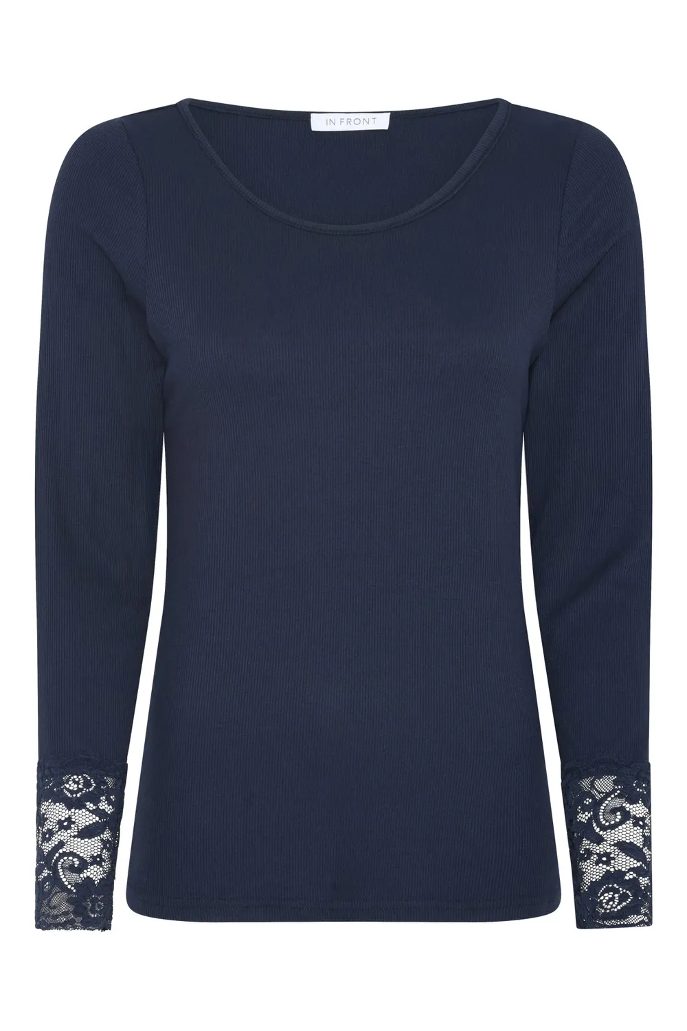 IN FRONT Vivian bluse blonde ribbet langærmet