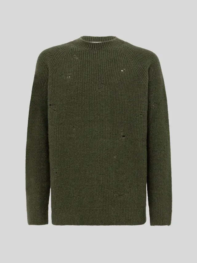Laneus Destroyed striktrøje military cashmere
