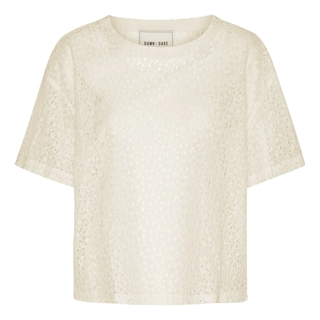 DAWNXDARE Star blonde bluse chalk kortærmet