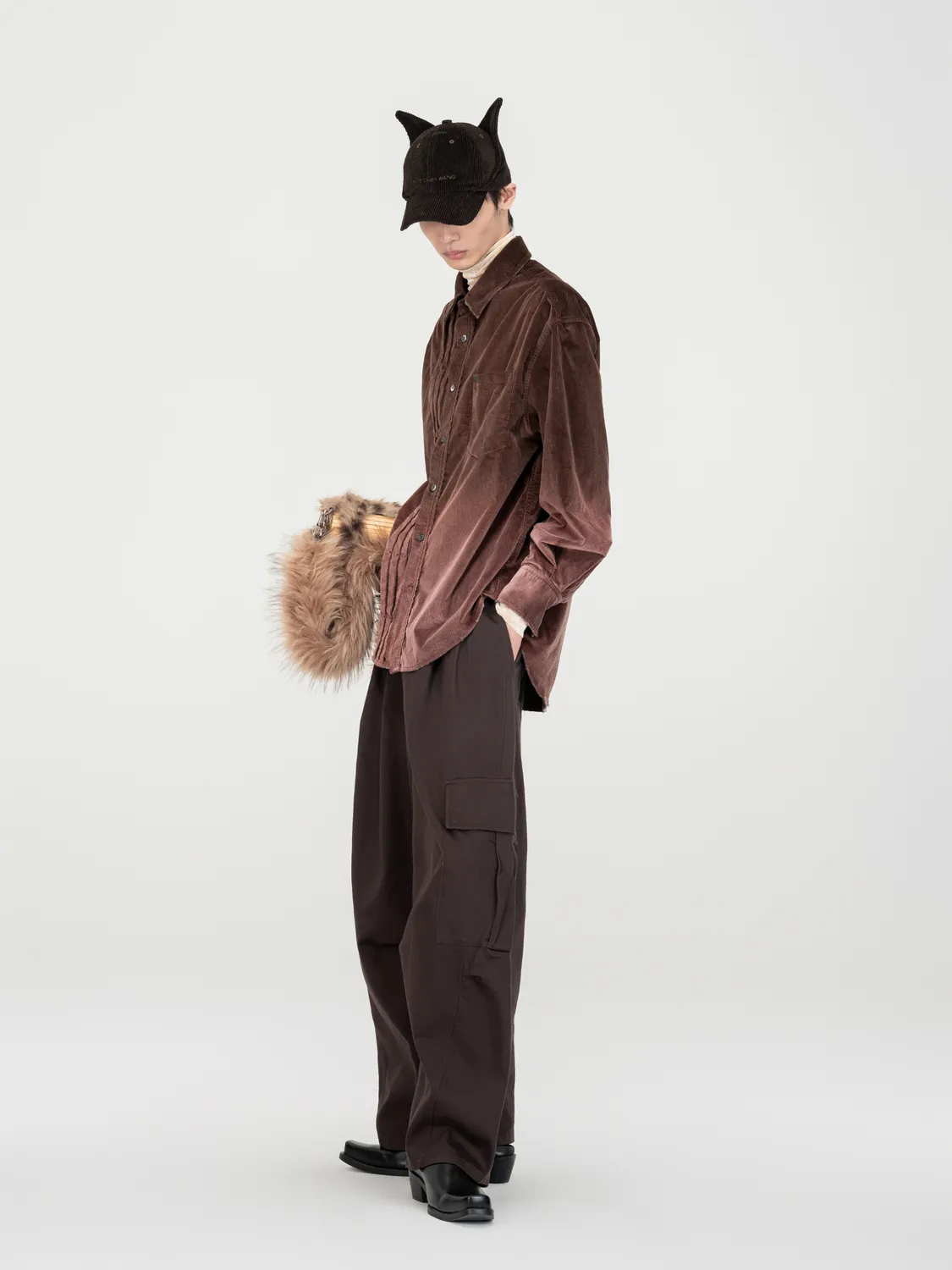 Feng Chen Wang Gradient-Washed Skjorte brun fløjl
