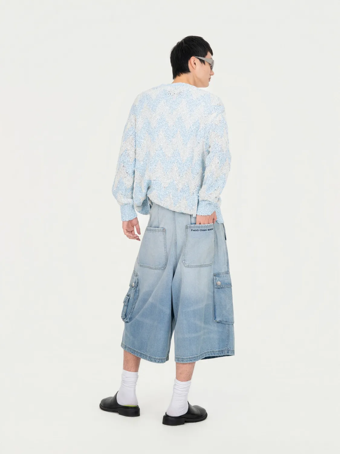 Feng Chen Wang Oversized Denim Cargo Trouser cargobukser blå