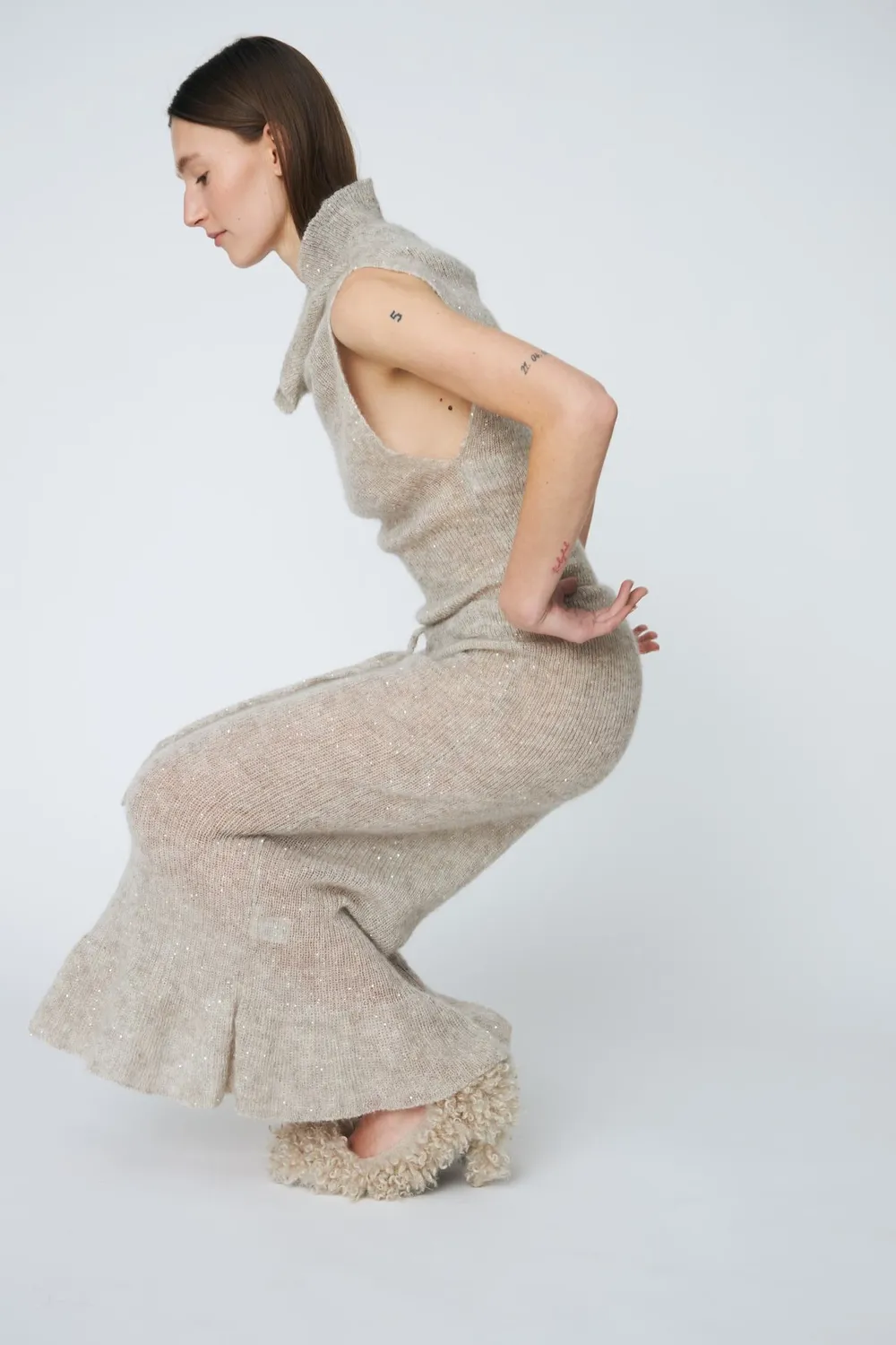 DAWNXDARE Maggie Dress strikskørt 110 cement mohair