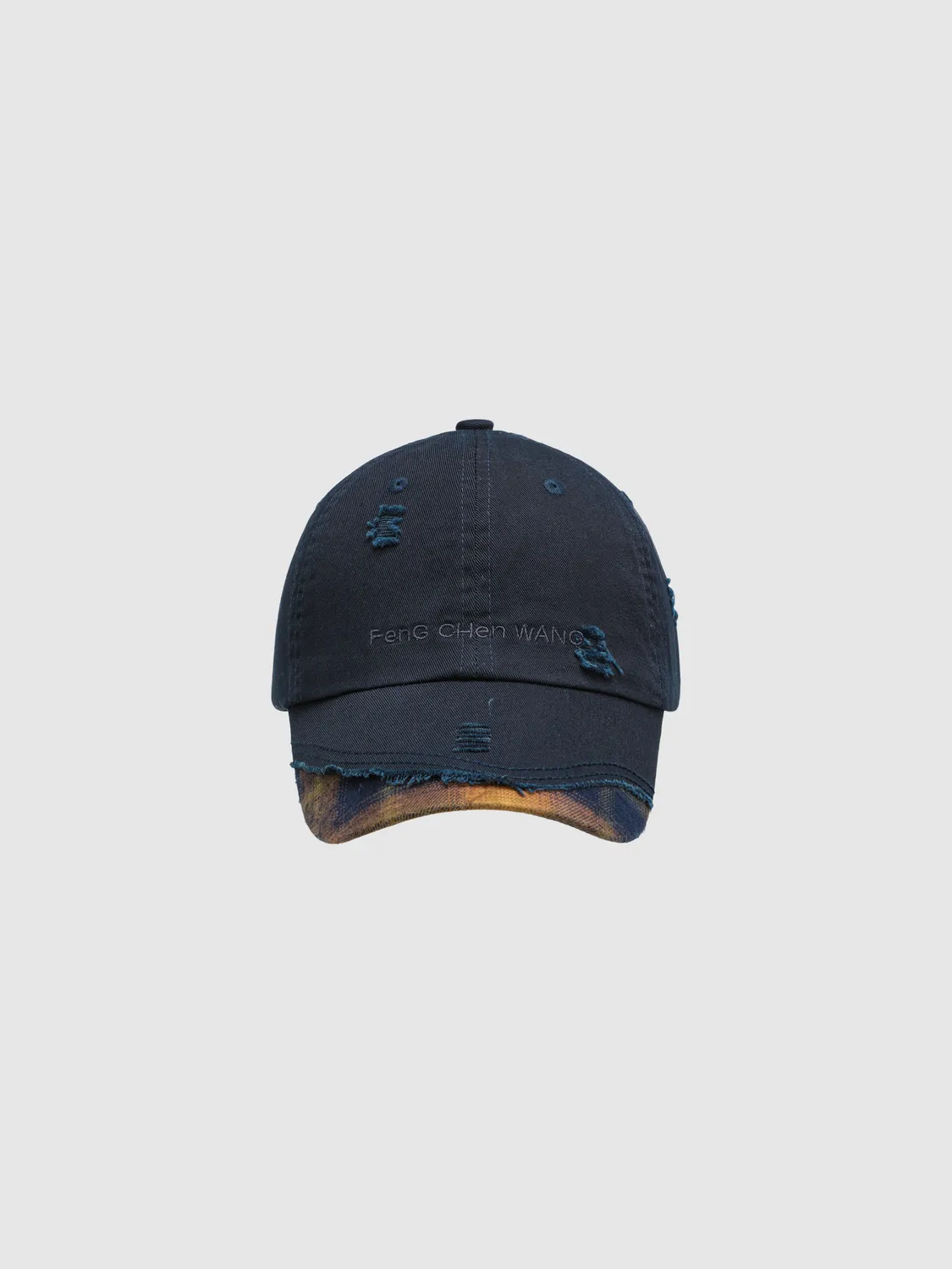 Feng Chen Wang Navy Plaid-Panel baseball kasket navy OS ternet