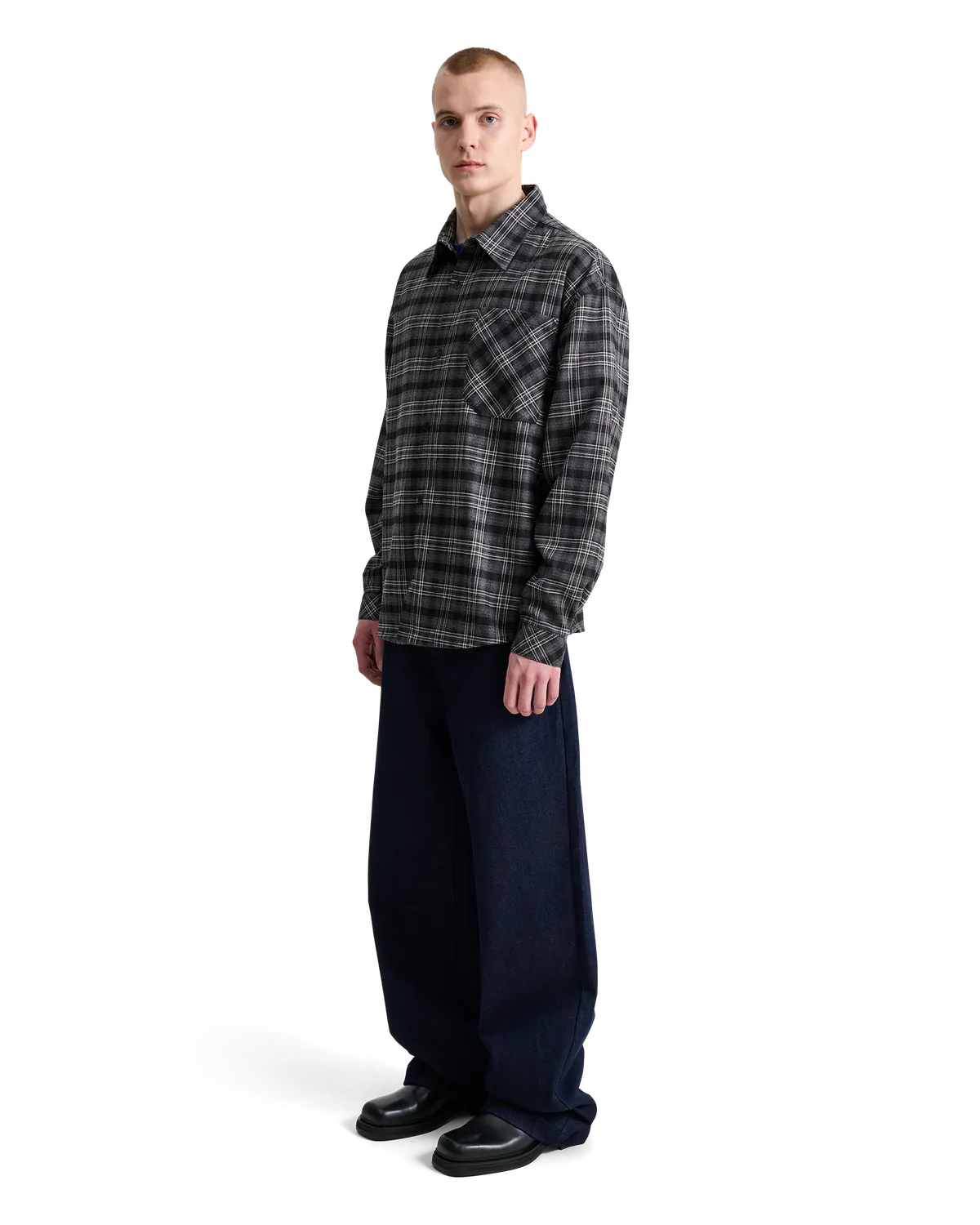 Alis Syril skjorte grey black tartan oversize