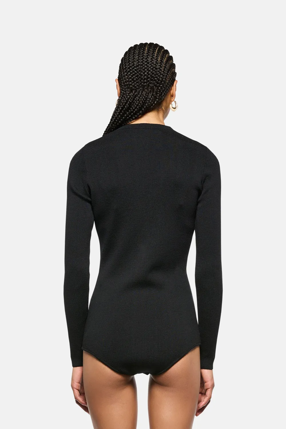 Laneus bodysuit sort merinould rib