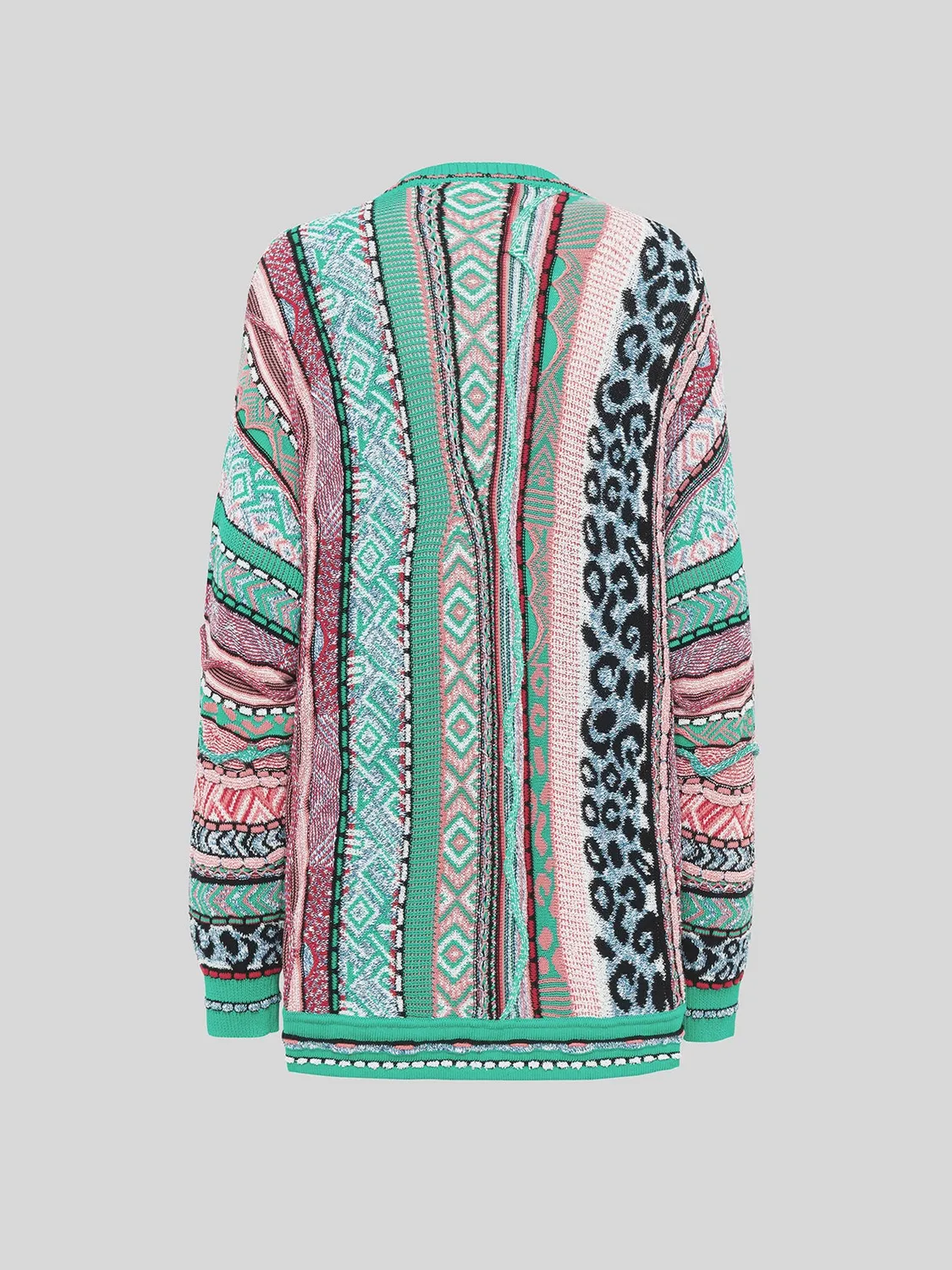 Laneus Multi-Thread Jacquard Over Cardigan emerald bomuld